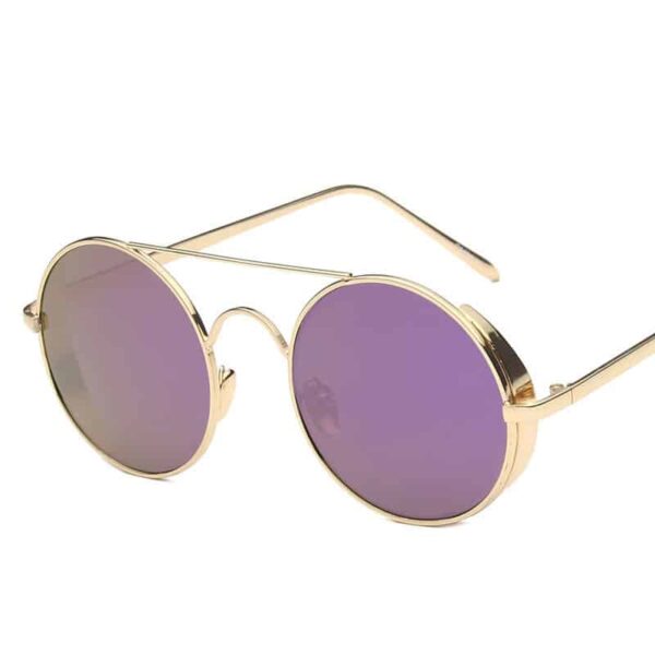 lunettes de soleil à verres ronds en métal miroir pour dames en gros